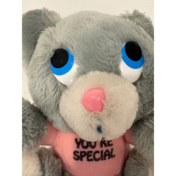 Vintage Grey Plush Bear With Pink "You're Special" Shirt 1983 Approx 7” tall - Picture 2 of 7